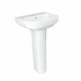 Wahkit Bathroom Sink Wahkit Ceramic Pedestal Basin with Rounded-Corner Rectangular Bowl & Straight Pedestal 400mm - 4011