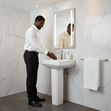 Wahkit Bathroom Sink Wahkit Ceramic Pedestal Basin with Square-Corner Rectangular Bowl & Straight Pedestal 405mm - 4005