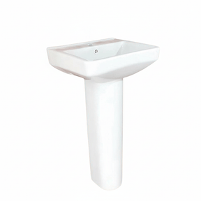 Wahkit Bathroom Sink Wahkit Ceramic Pedestal Basin with Square-Corner Rectangular Bowl & Straight Pedestal 405mm - 4005