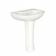 Wahkit Bathroom Sink Wahkit Ceramic Pedestal Basin with Wide Shallow Bowl & Curved Pedestal 530mm - 4001
