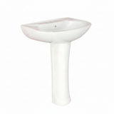 Wahkit Bathroom Sink Wahkit Ceramic Pedestal Basin with Wide Shallow Bowl & Curved Pedestal 530mm - 4001