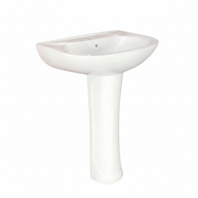 Wahkit Bathroom Sink Wahkit Ceramic Pedestal Basin with Wide Shallow Bowl & Curved Pedestal 530mm - 4001
