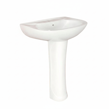 Wahkit Bathroom Sink Wahkit Ceramic Pedestal Basin with Wide Shallow Bowl & Curved Pedestal 530mm - 4001