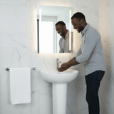 Wahkit Bathroom Sink Wahkit Ceramic Pedestal Basin with Wide Shallow Bowl & Straight Pedestal 465mm - 4006