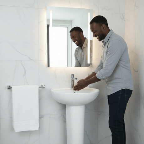 Wahkit Bathroom Sink Wahkit Ceramic Pedestal Basin with Wide Shallow Bowl & Straight Pedestal 465mm - 4006