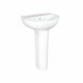 Wahkit Bathroom Sink Wahkit Ceramic Pedestal Basin with Wide Shallow Bowl & Straight Pedestal 465mm - 4006