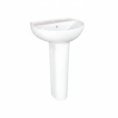 Wahkit Bathroom Sink Wahkit Ceramic Pedestal Basin with Wide Shallow Bowl & Straight Pedestal 465mm - 4006