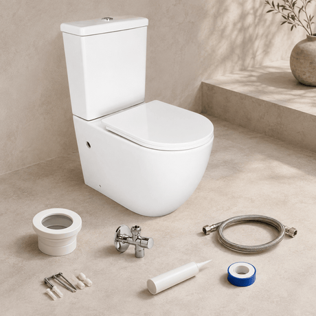 Wahkit Toilet & Urinal Wahkit Ceramic Skirted Two-Piece Water Closet with Fully Rounded Bowl 638mm - 2009