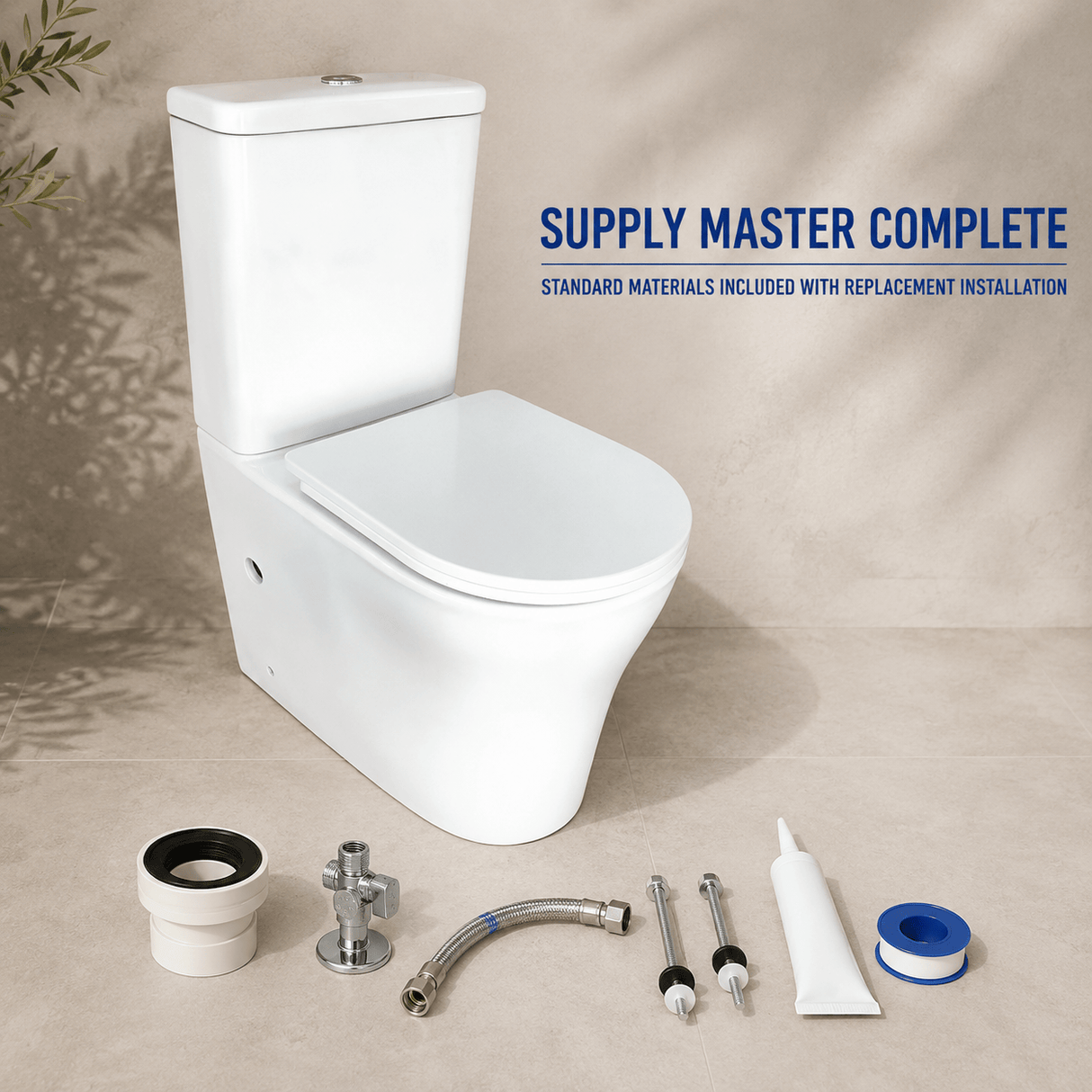 Wahkit Toilet & Urinal Wahkit Ceramic Skirted Two-Piece Water Closet with Rounded Bowl & Tapered Base 615mm - 2008