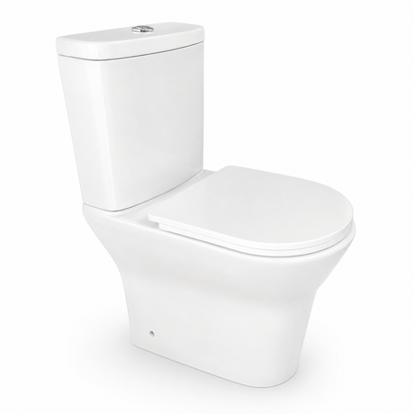 Wahkit Toilet & Urinal Wahkit Ceramic Skirted Two-Piece Water Closet with Tapered Tank & Rounded Bowl 647mm - 2012S