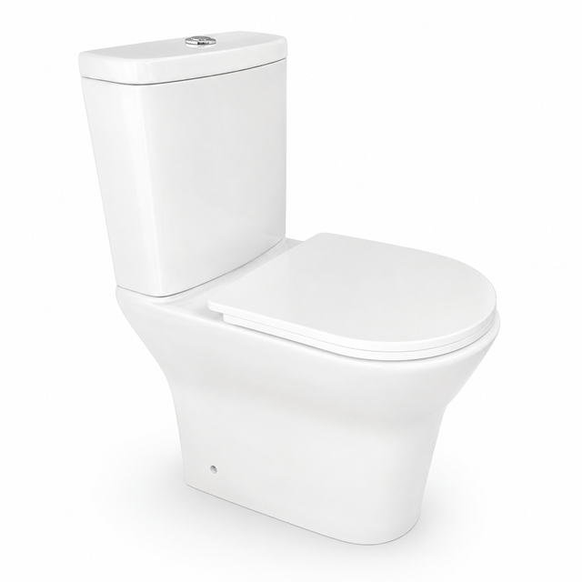 Wahkit Toilet & Urinal Wahkit Ceramic Skirted Two-Piece Water Closet with Tapered Tank & Rounded Bowl 647mm - 2012S