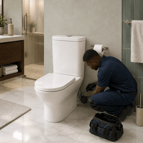 Wahkit Toilet & Urinal Wahkit Ceramic Skirted Two-Piece Water Closet with Tapered Tank & Rounded Bowl 647mm - 2012S