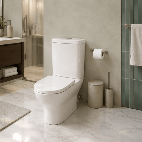 Wahkit Toilet & Urinal Wahkit Ceramic Skirted Two-Piece Water Closet with Tapered Tank & Rounded Bowl 647mm - 2012S