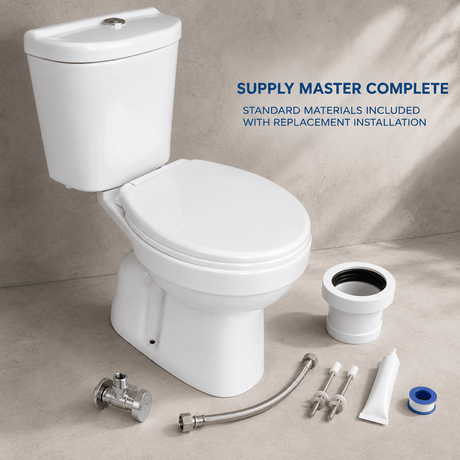 Wahkit Toilet & Urinal Wahkit Ceramic Standard Two-Piece Water Closet with Round Bowl, Curved-Top Tank & Floor Outlet 635mm - 2004S