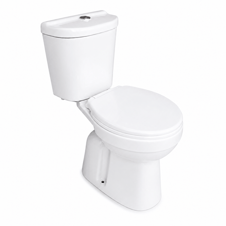 Wahkit Toilet & Urinal Wahkit Ceramic Standard Two-Piece Water Closet with Round Bowl, Curved-Top Tank & Floor Outlet 635mm - 2004S