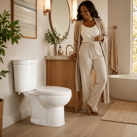 Wahkit Toilet & Urinal Wahkit Ceramic Standard Two-Piece Water Closet with Round Bowl, Cylindrical Tank & Floor Outlet 642mm - 2005S