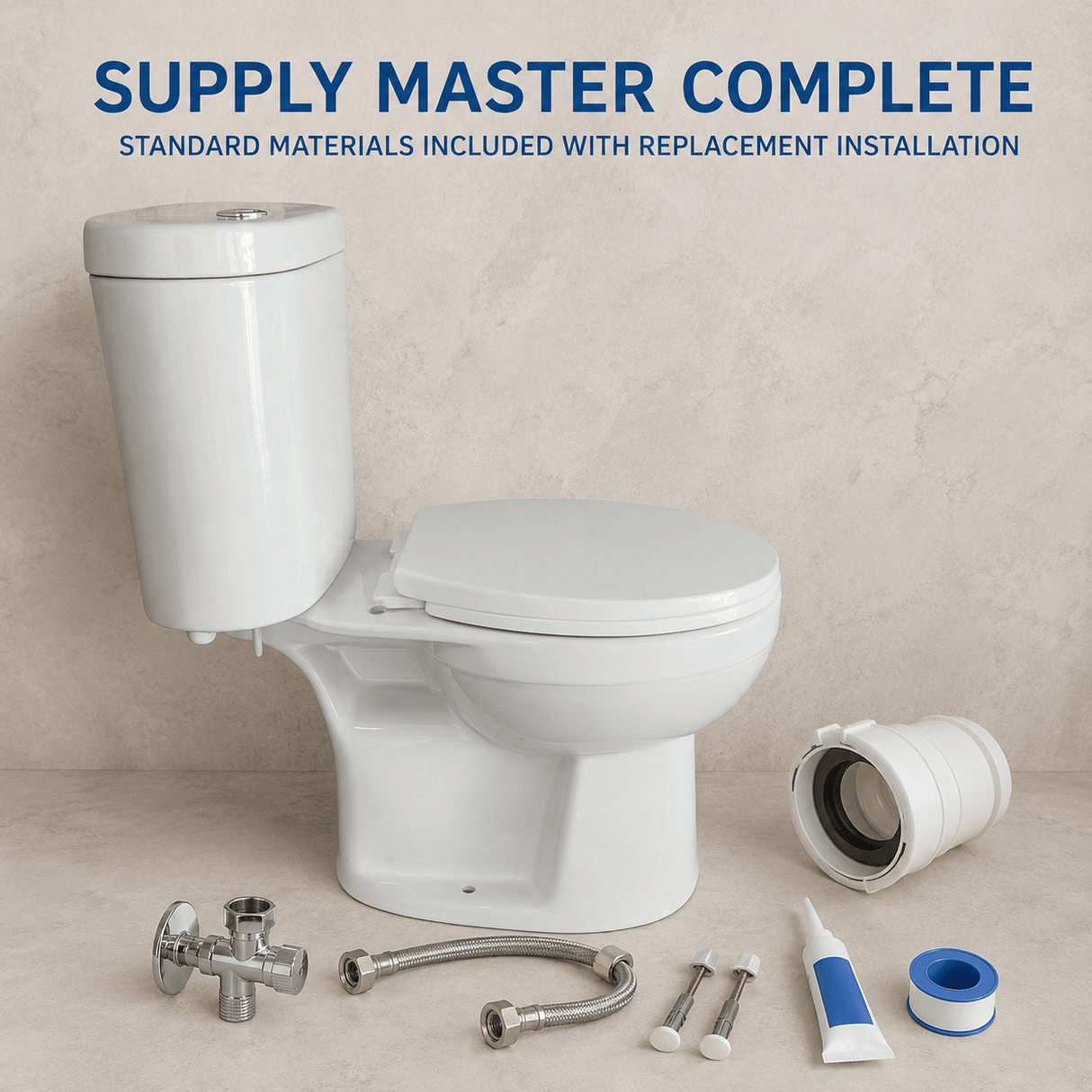 Wahkit Toilet & Urinal Wahkit Ceramic Standard Two-Piece Water Closet with Round Bowl, Cylindrical Tank & Floor Outlet 642mm - 2005S