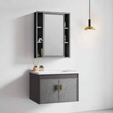 Wahkit Bathroom Vanity & Cabinets Wahkit Charcoal Grey PVC Bathroom Vanity with Marble-Look Doors and Mirror 600mm - K-9322