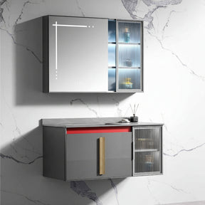 Wahkit Bathroom Vanity & Cabinets Wahkit Charcoal Marble Plywood Bathroom Vanity with Basin and Smart Mirror 800mm - K-9049AC