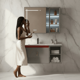 Wahkit Bathroom Vanity & Cabinets Wahkit Charcoal Marble Plywood Bathroom Vanity with Basin and Smart Mirror 800mm - K-9049AC