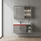 Wahkit Bathroom Vanity & Cabinets Wahkit Charcoal Marble Plywood Bathroom Vanity with Basin and Smart Mirror 800mm - K-9049AC