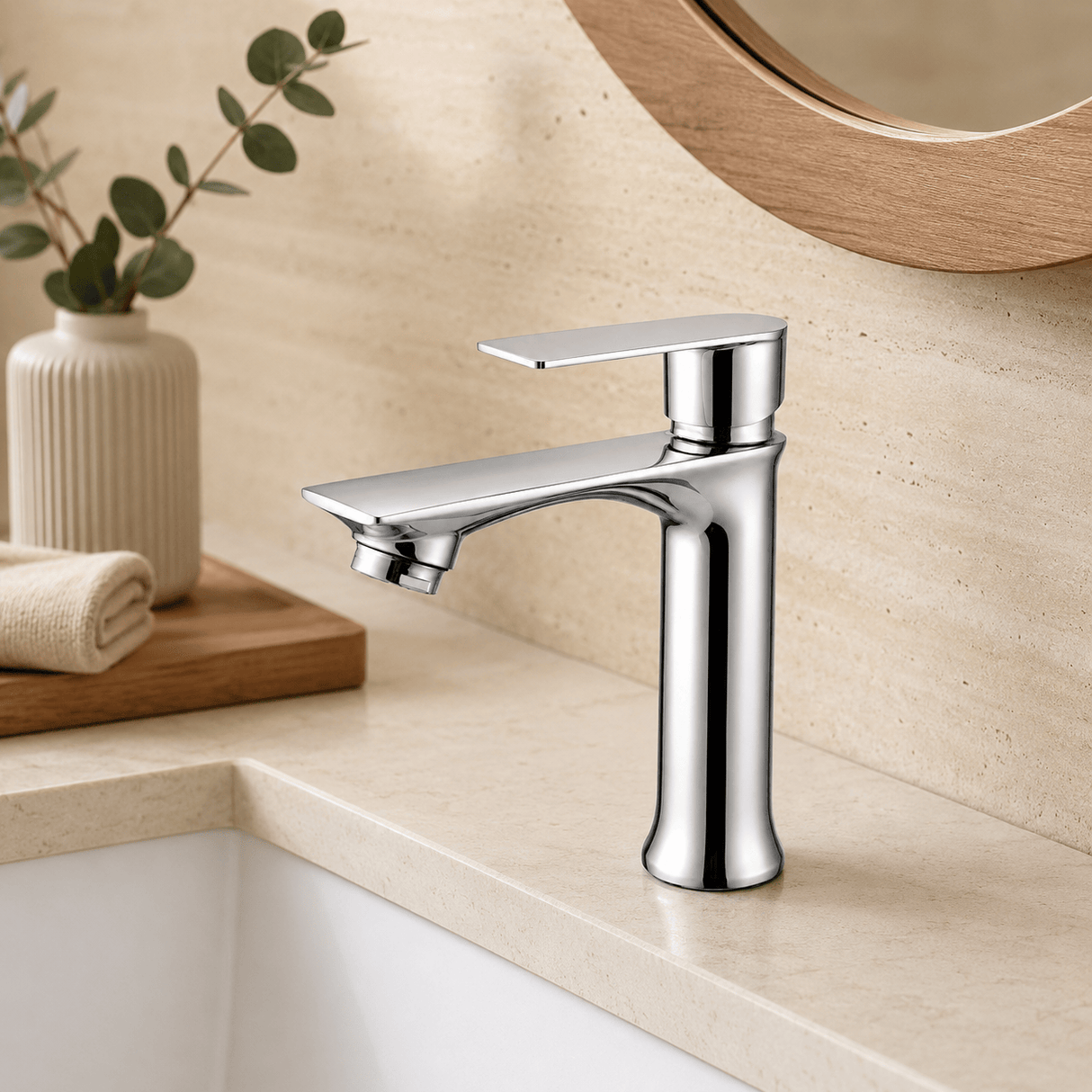 Wahkit Bathroom Faucet Wahkit Chrome Angled Basin Mixer Tap in Zinc Alloy - K-8906