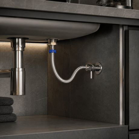 Wahkit Plumbing Parts & Fittings Wahkit Chrome Braided Flexible Connector Hose in Stainless Steel 40cm - K-J424-40