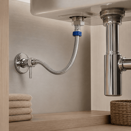 Wahkit Plumbing Parts & Fittings Wahkit Chrome Braided Flexible Connector Hose in Stainless Steel 40cm - K-J424-40