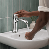 Wahkit Bathroom Faucet Wahkit Chrome Curved Pillar Basin Tap in Plastic Composite Core - G-79001