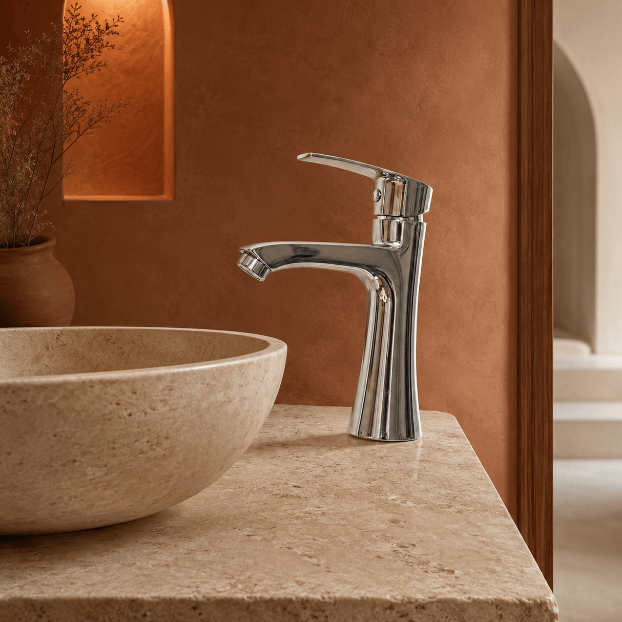 Wahkit Bathroom Faucet Wahkit Chrome Dark Body Basin Mixer Tap in Zinc Alloy - K-8986