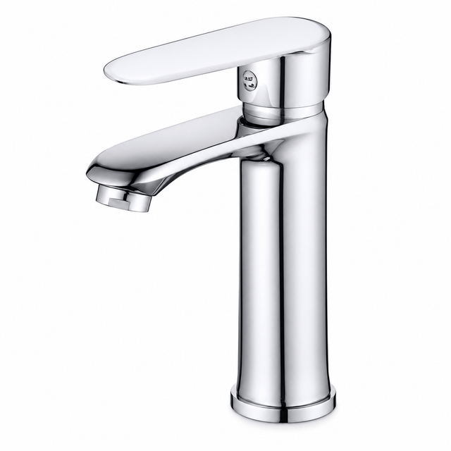 Wahkit Bathroom Faucet Wahkit Chrome Flat Lever Tall Basin Mixer Tap with Copper Alloy Base - K-8127
