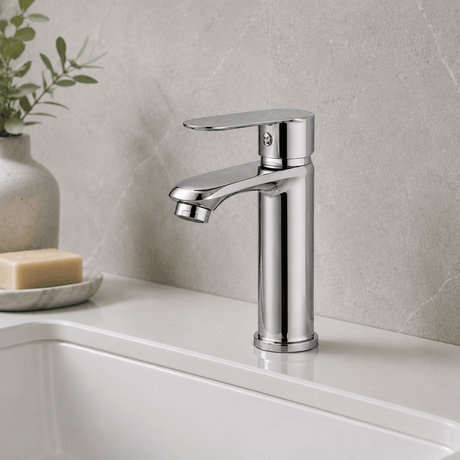 Wahkit Bathroom Faucet Wahkit Chrome Flat Lever Tall Basin Mixer Tap with Copper Alloy Base - K-8127