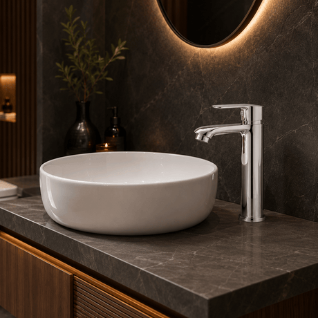 Wahkit Bathroom Faucet Wahkit Chrome Flat Lever Tall Basin Mixer Tap with Copper Alloy Base - K-8127