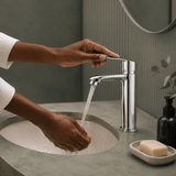 Wahkit Bathroom Faucet Wahkit Chrome Flat Lever Tall Basin Mixer Tap with Copper Alloy Base - K-8127