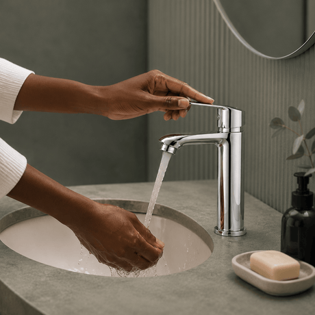 Wahkit Bathroom Faucet Wahkit Chrome Flat Lever Tall Basin Mixer Tap with Copper Alloy Base - K-8127