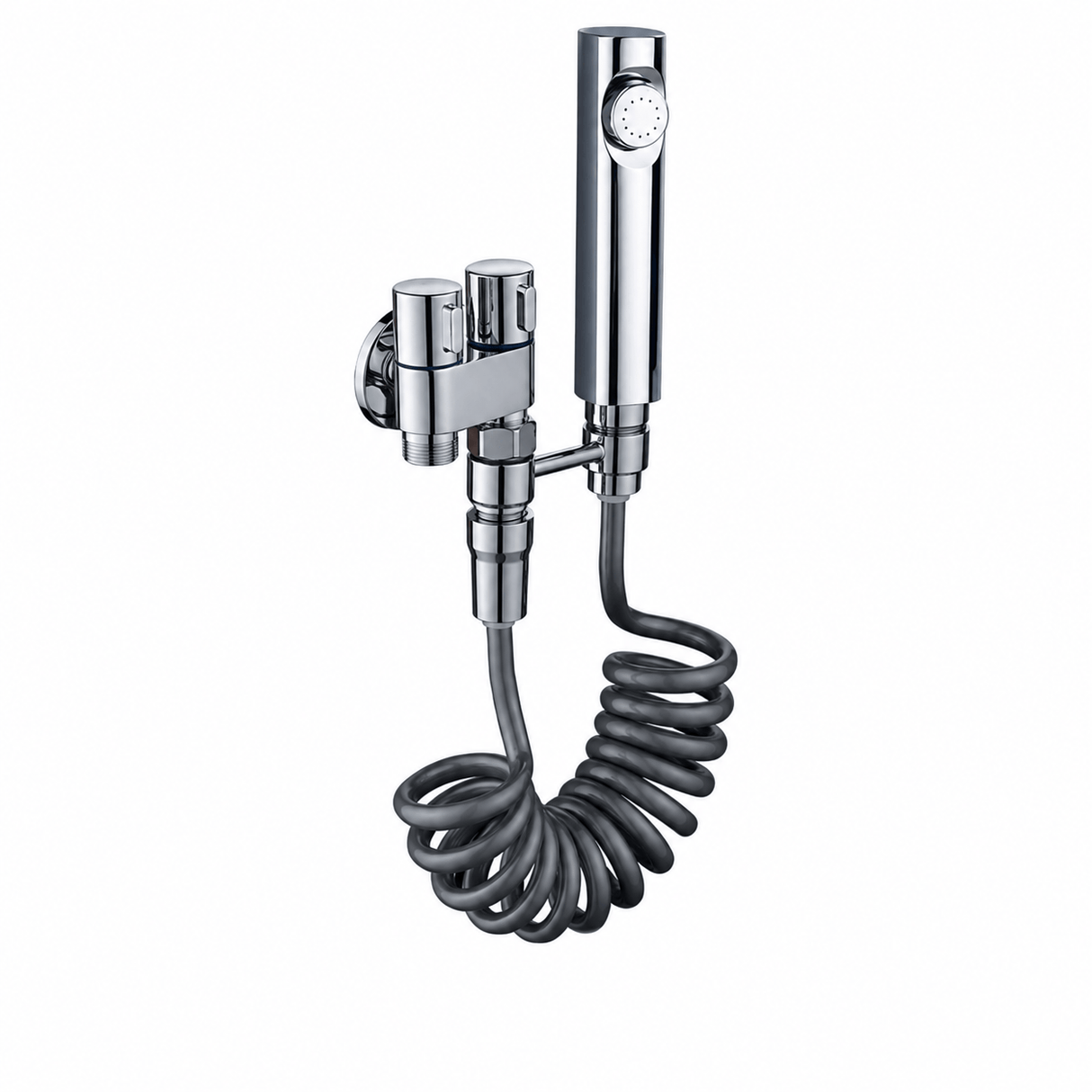 Wahkit Shower Set & Head Wahkit Chrome Handheld Bidet Spray Set in Stainless Steel with 2-Way Angle Valve - K-8652