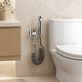 Wahkit Shower Set & Head Wahkit Chrome Handheld Bidet Spray Set in Stainless Steel with 2-Way Angle Valve - K-8652