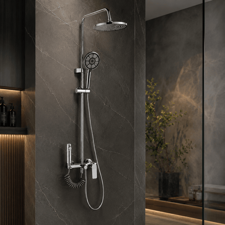 Wahkit Shower Set & Head Wahkit Chrome Round Head Wall Mounted Rain Shower Set in Copper - K-8823