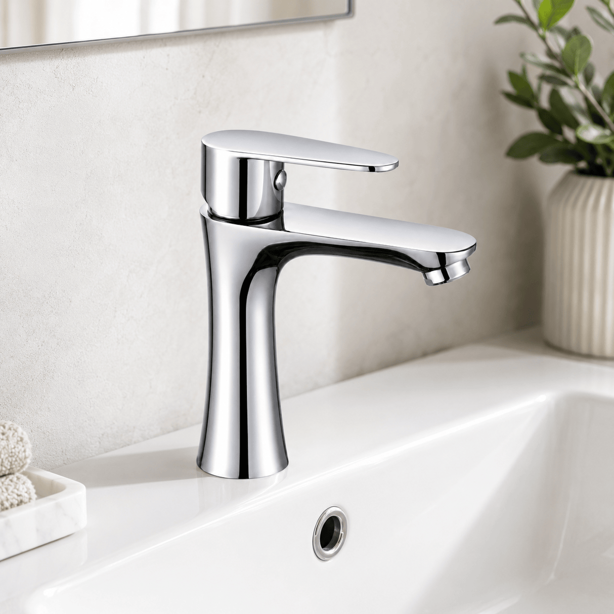 Wahkit Bathroom Faucet Wahkit Chrome Sculpted Basin Mixer Tap in Zinc Alloy - K-8902