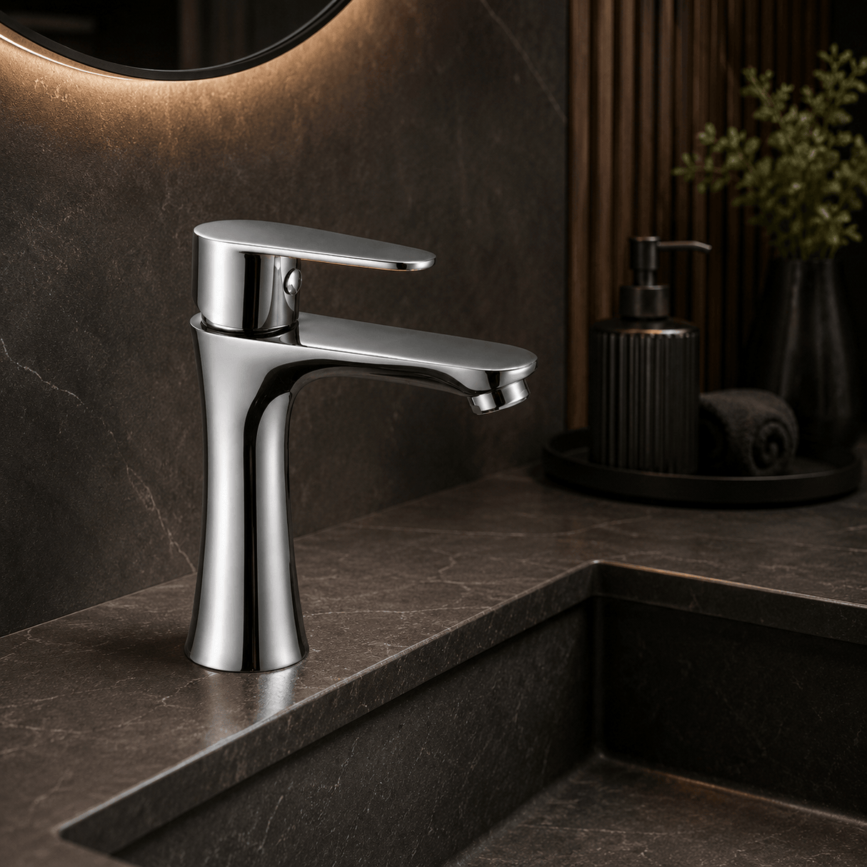 Wahkit Bathroom Faucet Wahkit Chrome Sculpted Basin Mixer Tap in Zinc Alloy - K-8902