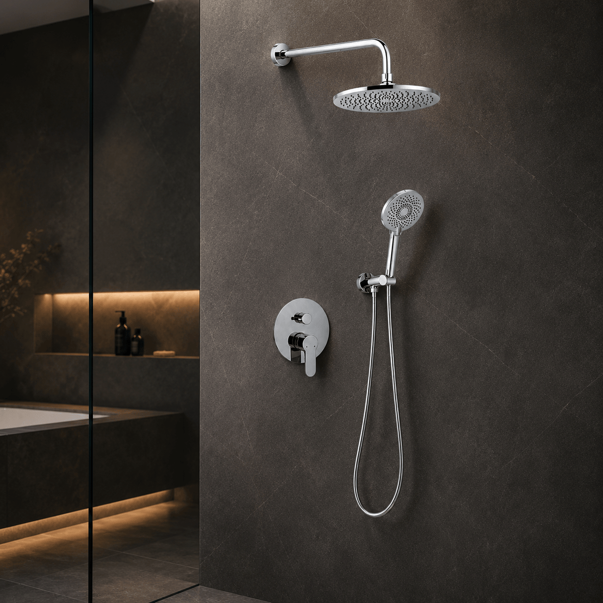 Wahkit Shower Set & Head Wahkit Chrome Slim Head Concealed Rain Shower Set in Copper - K-8414