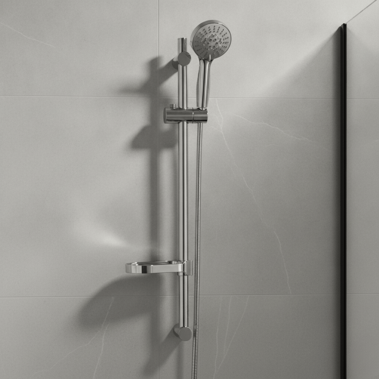 Wahkit Shower Set & Head Wahkit Chrome Slim Shower Slide Bar Set in Stainless Steel - K-P439