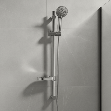 Wahkit Shower Set & Head Wahkit Chrome Slim Shower Slide Bar Set in Stainless Steel - K-P439