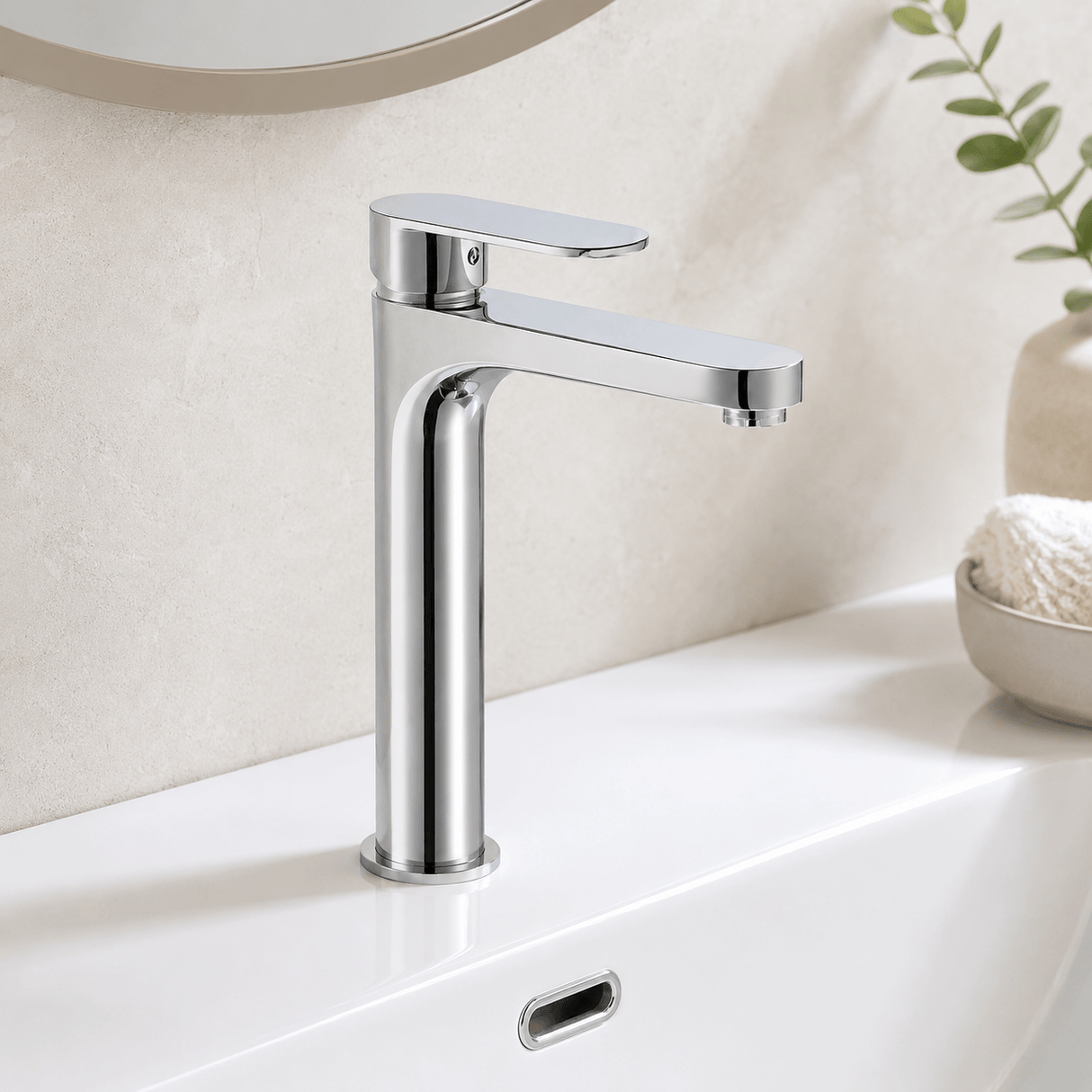 Wahkit Bathroom Faucet Wahkit Chrome Slim Tall Basin Mixer Tap in Copper - K-8165