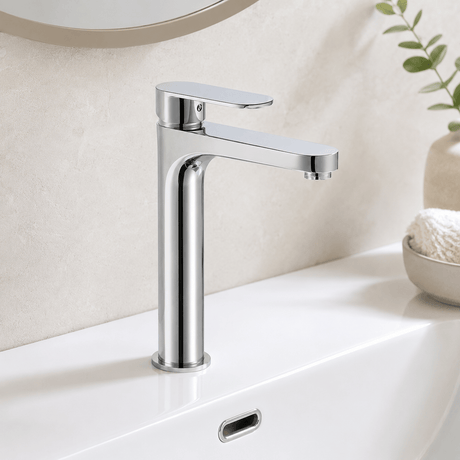 Wahkit Bathroom Faucet Wahkit Chrome Slim Tall Basin Mixer Tap in Copper - K-8165