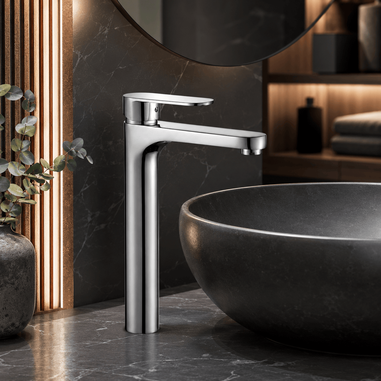 Wahkit Bathroom Faucet Wahkit Chrome Slim Tall Basin Mixer Tap in Copper - K-8165