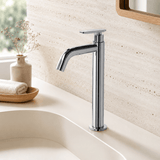 Wahkit Bathroom Faucet Wahkit Chrome Slim Tall Basin Mixer Tap in Stainless Steel - K-8905