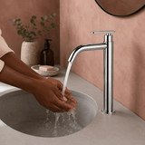 Wahkit Bathroom Faucet Wahkit Chrome Slim Tall Basin Mixer Tap in Stainless Steel - K-8905