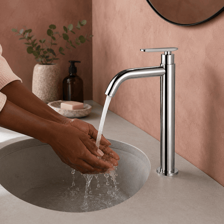Wahkit Bathroom Faucet Wahkit Chrome Slim Tall Basin Mixer Tap in Stainless Steel - K-8905