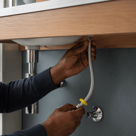 Wahkit Plumbing Parts & Fittings Wahkit Chrome Smooth Flexible Connector Hose in 304 Stainless Steel 30cm - K-J427-30